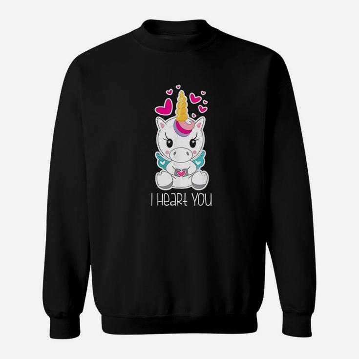 Girls Cute Unicorn I Heart You Gift For Valentines Day Sweatshirt