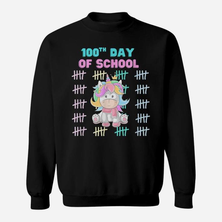 Girls Unicorn Happy 100Th Day Of School Students Teachers Sweatshirt
