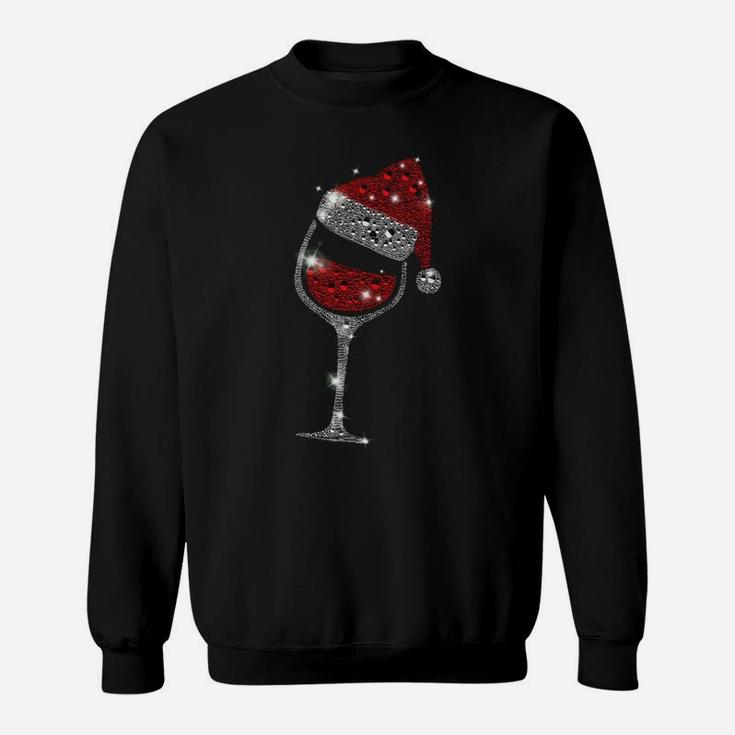 Glass Of Red Wine Santa Hat Christmas For Men Women Family Sweatshirt