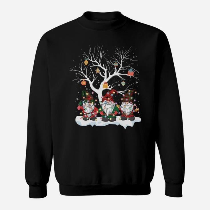 Gnome Buffalo Plaid Christmas Tree Light Pajama Gift Sweatshirt Sweatshirt