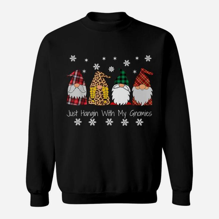 Gnome Christmas Pajama Plaid Just Hangin With My Gnomies Sweatshirt