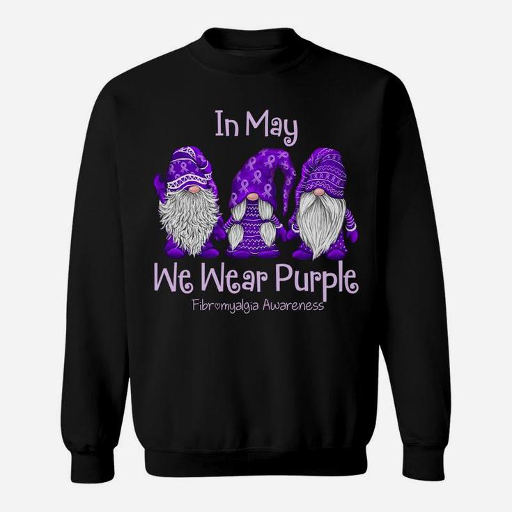 Gnome In May We Wear Purple Fibromyalgia Awareness Sweatshirt