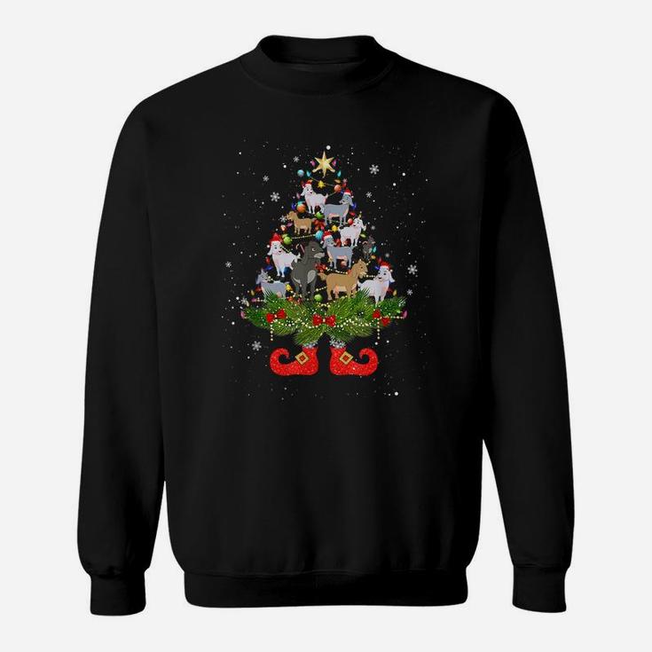 Goats Christmas Tree Lights Funny Santa Hat Lover Sweatshirt
