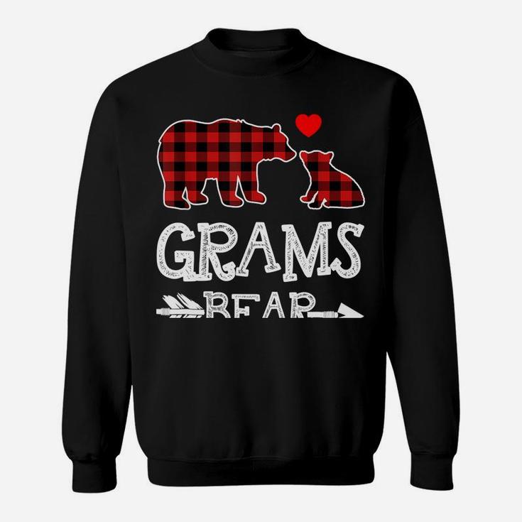 Grams Bear Shirt, Red Buffalo Plaid Grandma Bear Pajama Sweatshirt