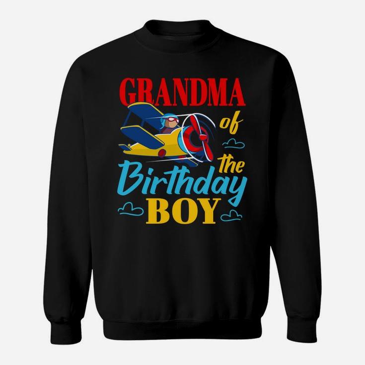 Grandma Of The Birthday Boy Airplane Party Matching Gift Sweatshirt