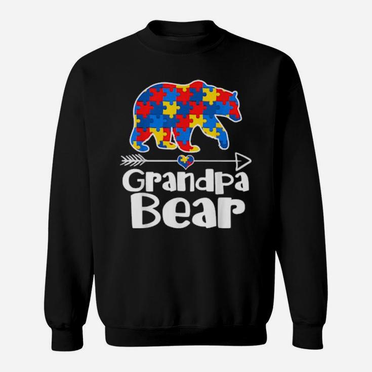 Grandpa Bear Puzzle Piece Autism Awareness Autistic Dad Sweatshirt