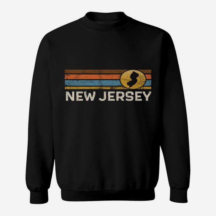 Graphic Tee New Jersey Us State Map Vintage Retro Stripes Sweatshirt