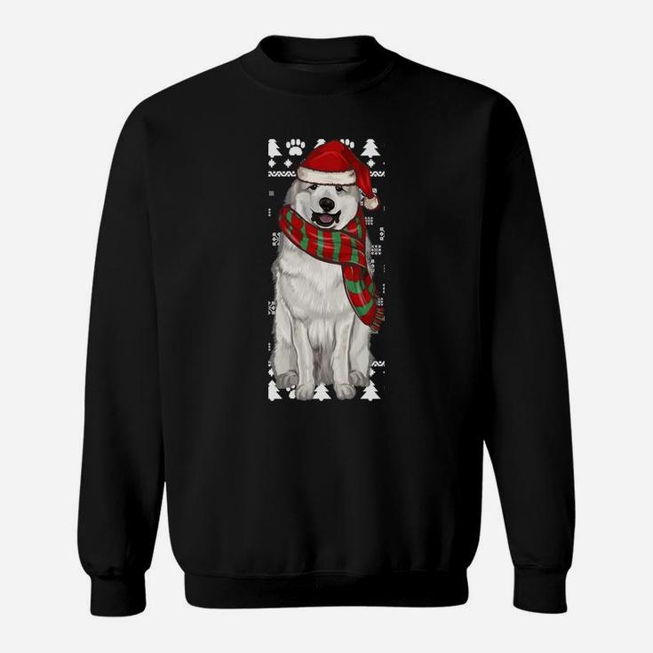 Great Pyrenee Dog Santa Hat Xmas Ugly Christmas Sweatshirt Sweatshirt