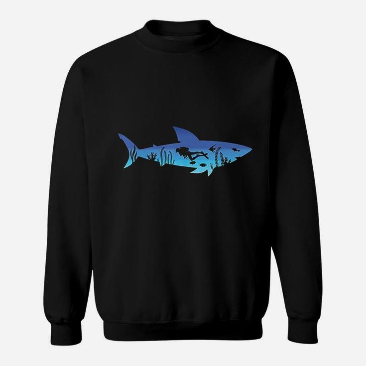 Great White Shark Diving Outfit Gift For Diver Women Men Sweatshirt