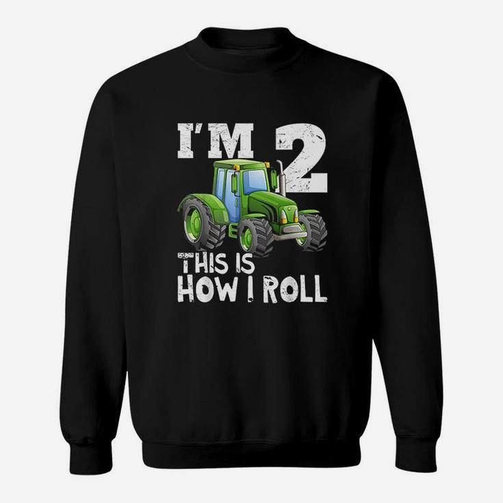 Green Farm Tractor 2Nd Birthday Party 2 Year Old Sweatshirt