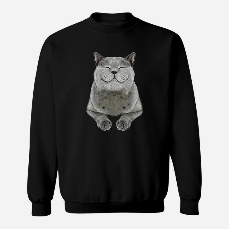 Grey Cat Smile Eager Face Sweatshirt