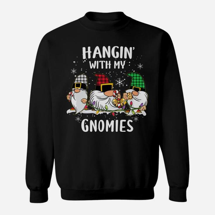 Hangin' With My Gnomies Three Gnomes Christmas Buffalo Plaid Sweatshirt