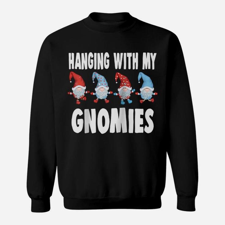 Hanging With My Gnomies Gnome Friend Christmas Lovers Raglan Baseball Tee Sweatshirt