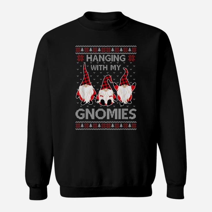 Hanging With My Gnomies Red Plaid Ugly Christmas Gnome Gifts Sweatshirt