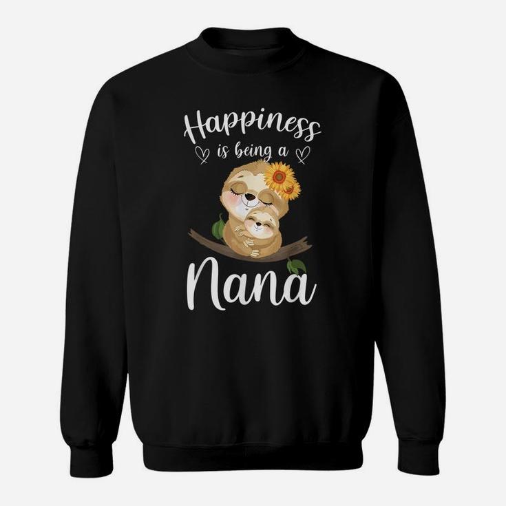 Happiness Is Being A Nana Cute Sloth Flower Sweatshirt