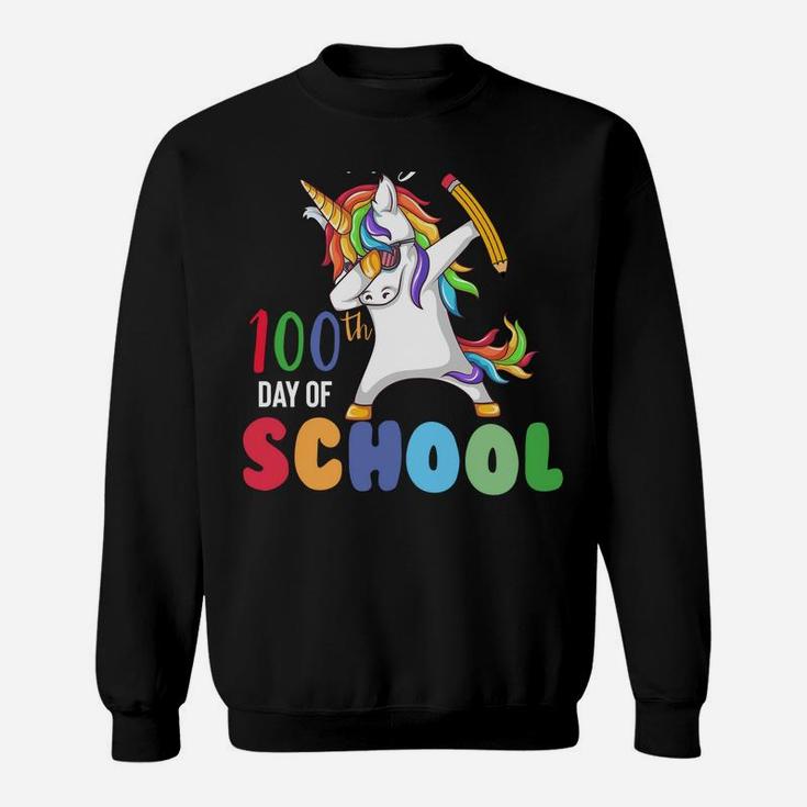 Happy 100 Days Of School Unicorn Dabbing 100Th Day Girls Kid Sweatshirt Sweatshirt