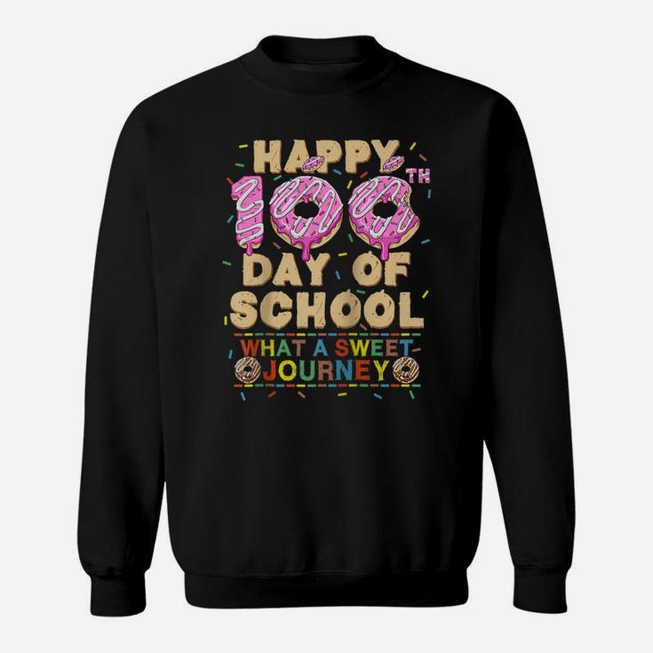 Happy 100Th Day Of School Donut Lovers Student Boy Girl Gift Raglan Baseball Tee Sweatshirt