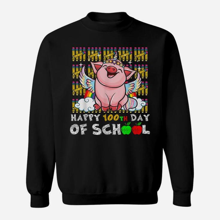 Happy 100Th Day Of School Pig Funny Teacher Student Kids Sweatshirt