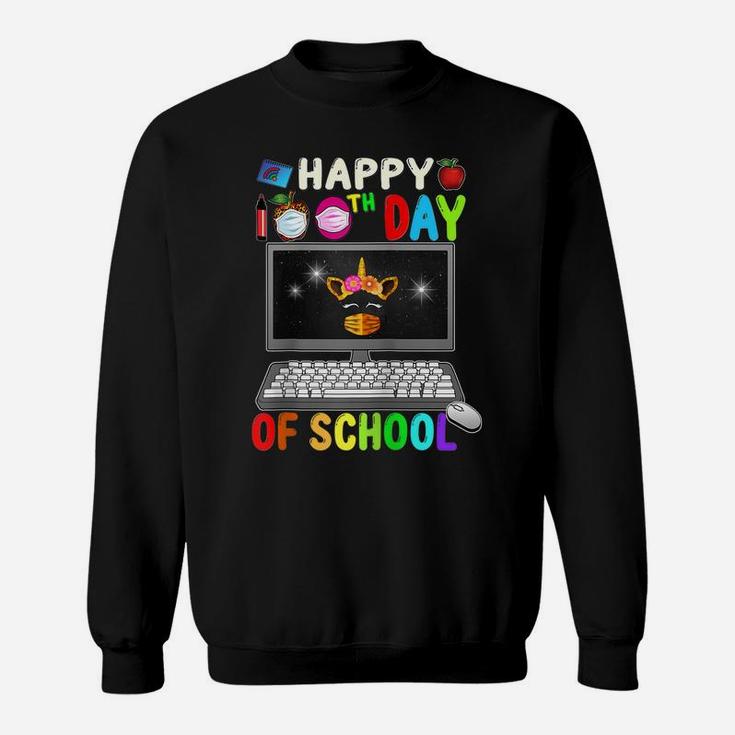 Happy 100Th Day Of School Virtual Teacher Unicorn Girls Raglan Baseball Tee Sweatshirt