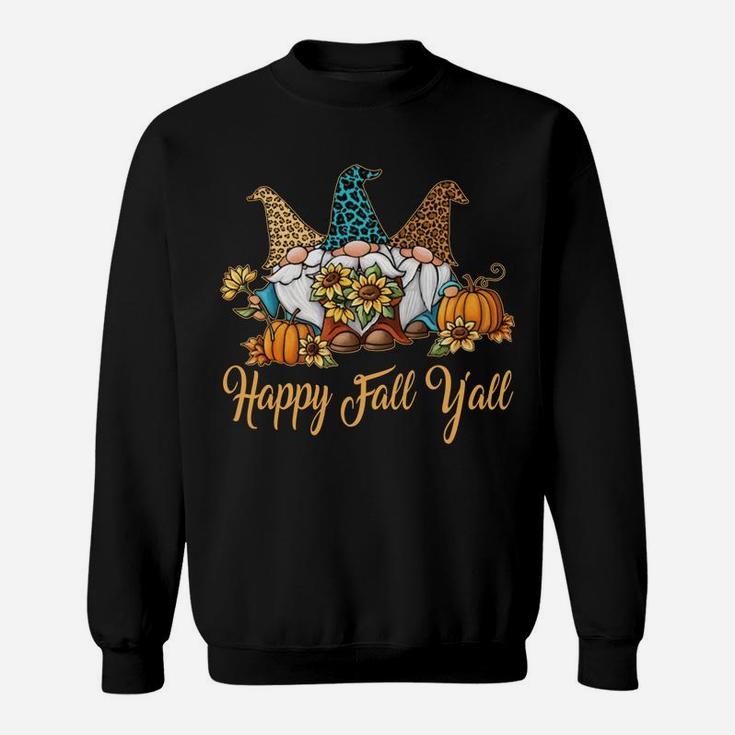 Happy Fall Y'all Gnome Leopard Pumpkin Funny Autumn Gnomes Sweatshirt Sweatshirt