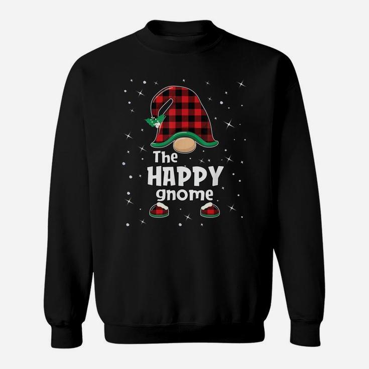 Happy Gnome Buffalo Plaid Matching Christmas Gift Pajama Sweatshirt