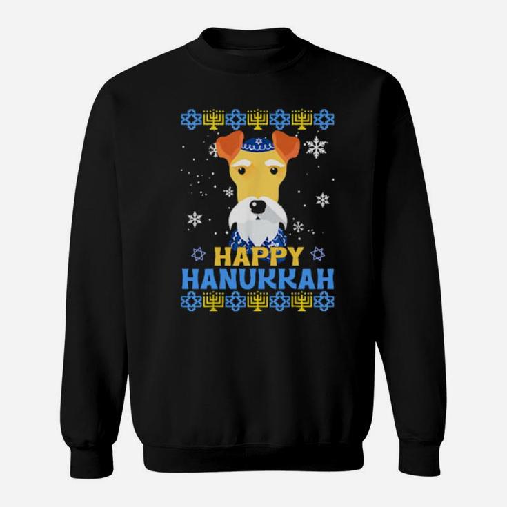 Happy Hanukkah Fox Terrier Wire Dog Noel Ugly Sweatshirt