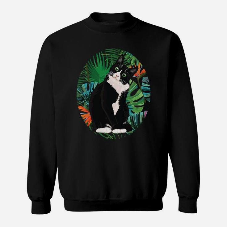 Hawaiian Tshirt Tuxedo Cat Tropical Gift Animal Lovers Sweatshirt Sweatshirt