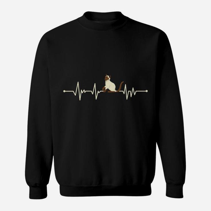 Heartbeat Design Siamese Cat - Funny Cute Sweatshirt