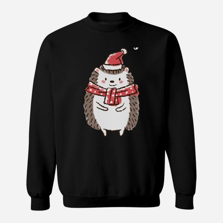 Hedgehog Spiked Animal Merry Christmas Santa Hat Xmas Sweatshirt