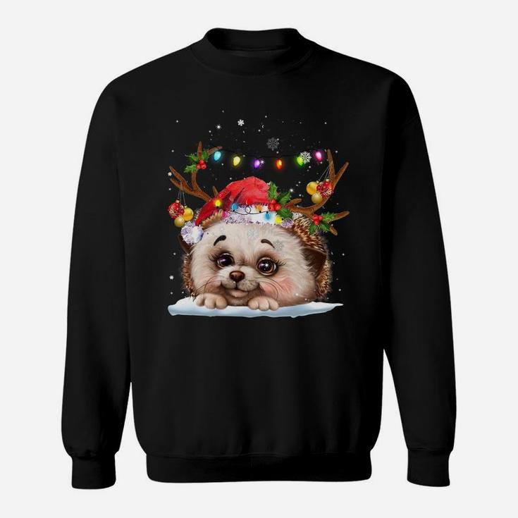 Hedgehogs Reindeer Xmas Lighsts Christmas Ornaments Xmas Sweatshirt Sweatshirt