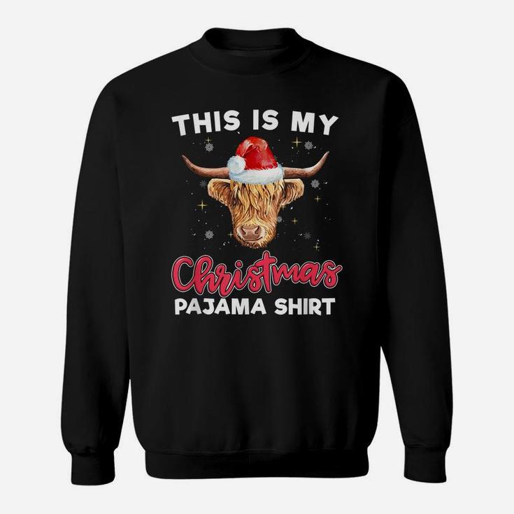 Highland Cow Christmas Pajama Santa Cow Lover Gift Sweatshirt