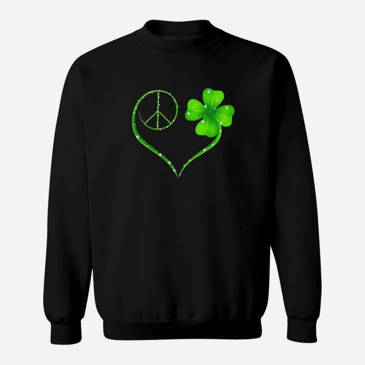 Hippie Peace And Irish Heart St Patrick's Day Sweatshirt