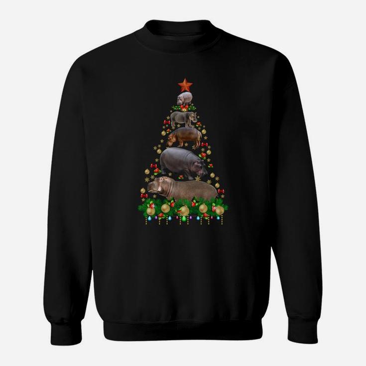Hippo Christmas Tree Merry Hippomas Hippo Lovers Sweatshirt