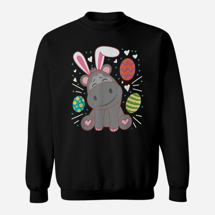 Hippo Wearing Rabbit Bunny Ears Funny Easter Sunday Sweatshirt