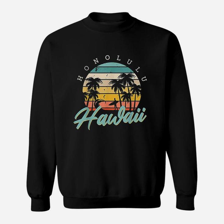 Honolulu Hawaii Aloha Hula Retro Vintage Sunset Summer Beach Sweatshirt