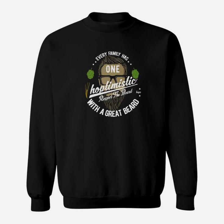 Hoptimistic With A Great Beard Funny Craft Beer Lovers Sweatshirt