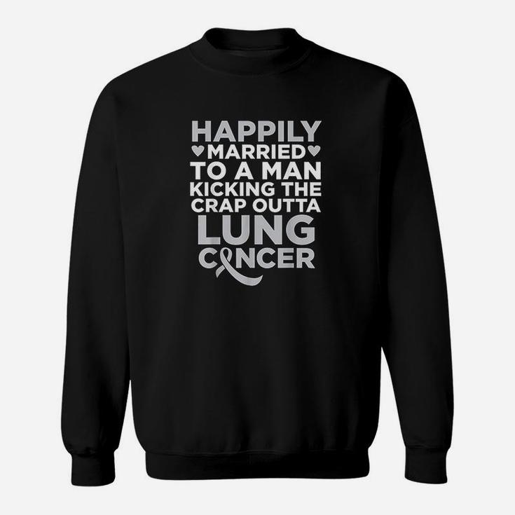 Husband Fighting Lung Support  For Wife Sweatshirt
