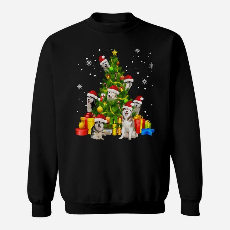 Husky Christmas Tree Gift X-Mas Santa Hat Womens Mens Sweatshirt