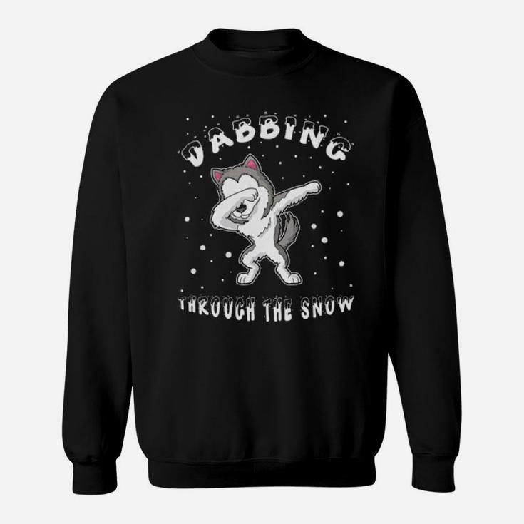 Husky Malamute Lover Dabbing Through The Snow Xmas Sweatshirt