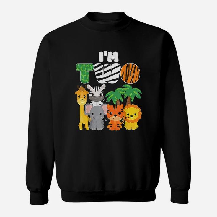 I Am Two Zoo 2Nd Birthday Jungle Animal Sweatshirt