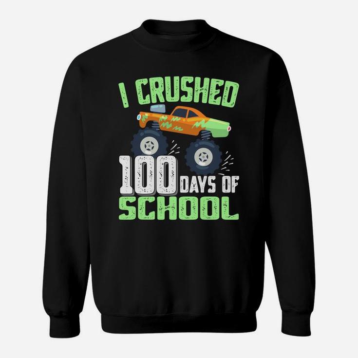 I Crushed 100 Days Of School Monster Truck Gifts Boys Kids Sweatshirt