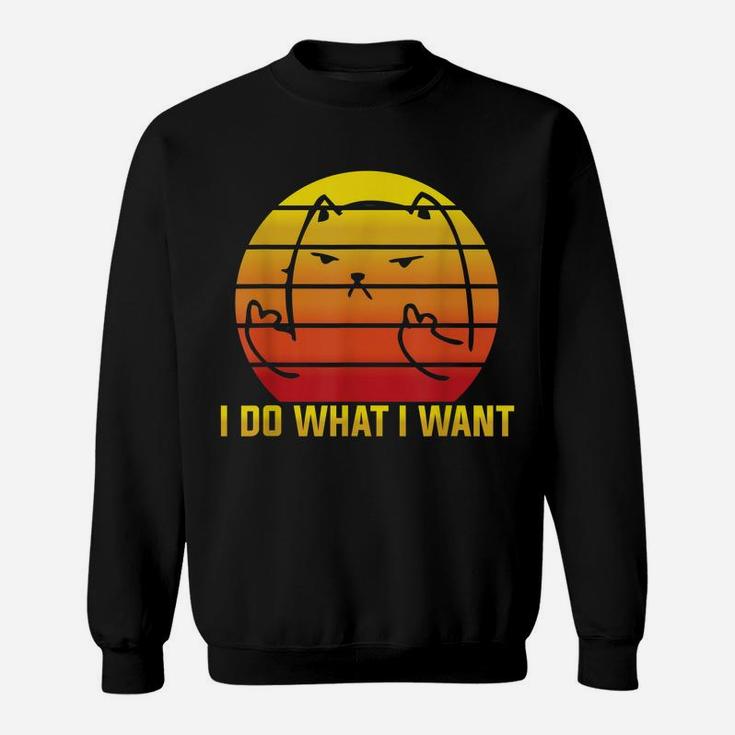 I Do What I Want - Funny Retro Vintage Cat Lover Quote Sweatshirt