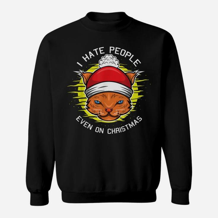 I Hate People Christmas Funny Cat Kitten Lovers X-Mas Sweatshirt
