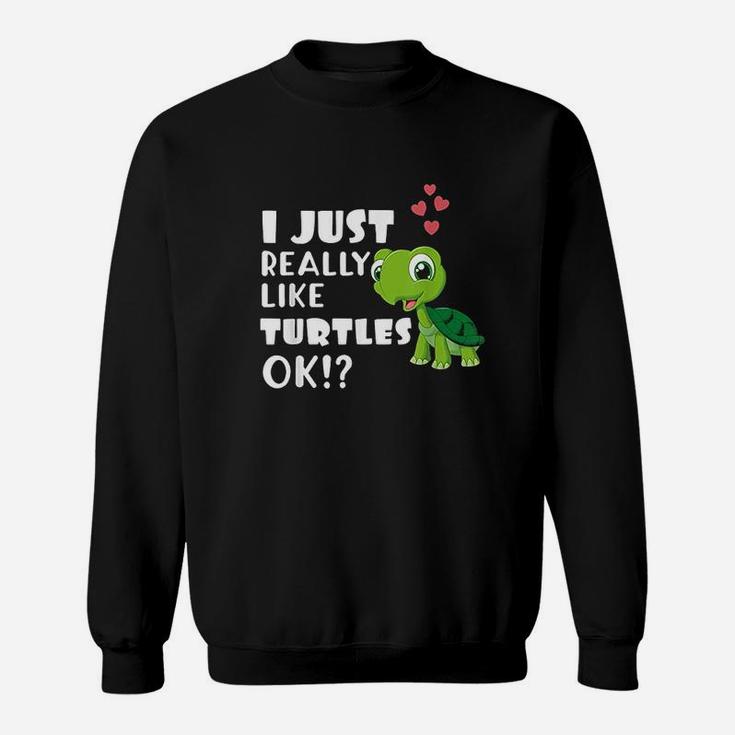 I Just Really Like Turtles Ok Cute Turtle Lover Sweatshirt