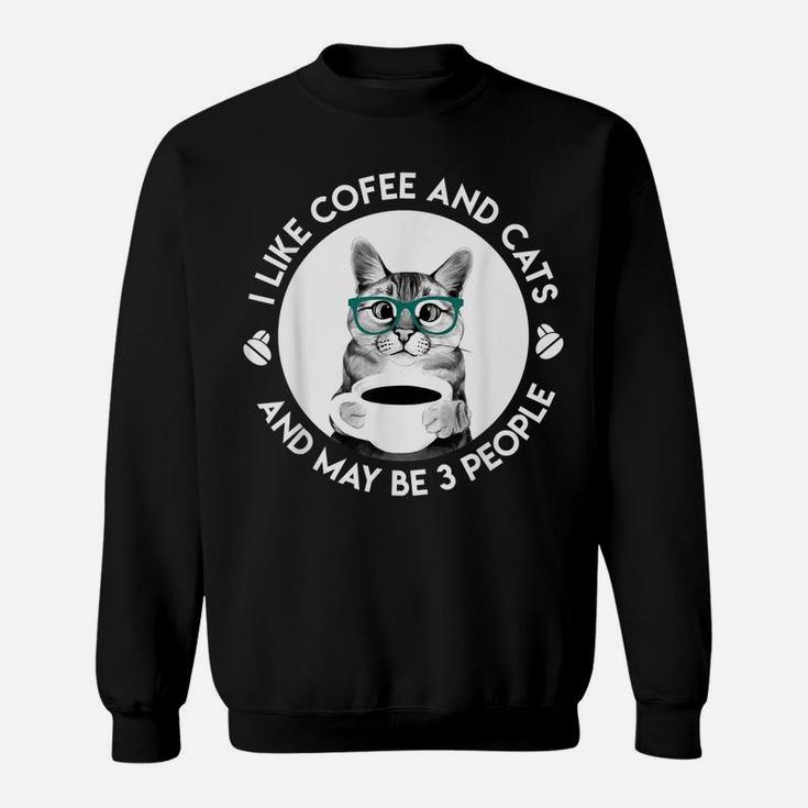 I Like Coffee My Cat And Maybe 3 People Funny Cat Lover Sweatshirt