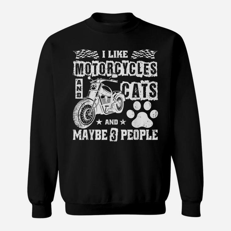 I Like Motorcycles And Cats And Maybe 3 People Funny Gift Sweatshirt