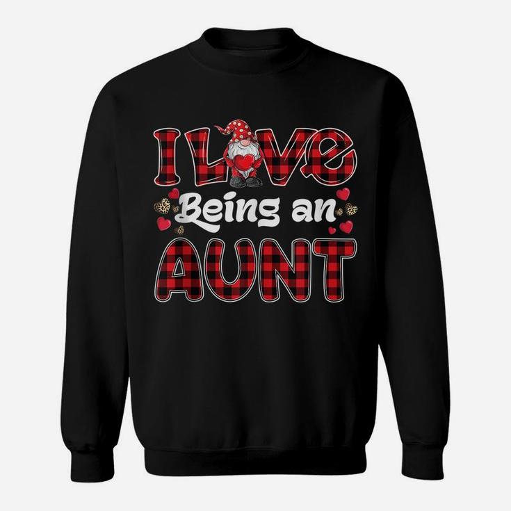 I Love Being Aunt Red Plaid Hearts Gnome Valentine's Day Sweatshirt