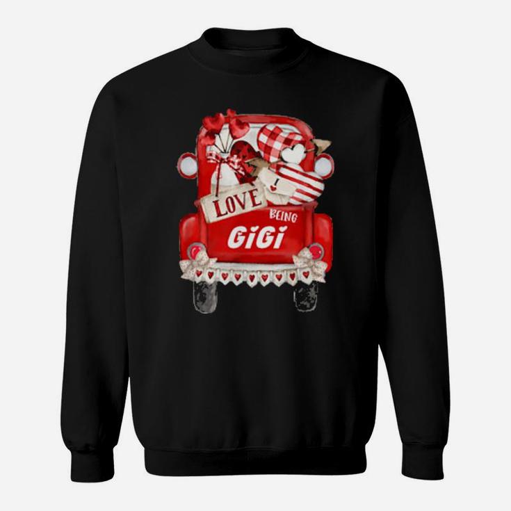 I Love Being Gigi Truck Gnome Valentines Day Sweatshirt