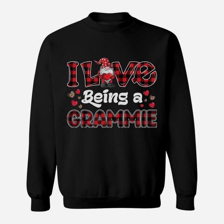 I Love Being Grammie Red Plaid Hearts Gnome Valentine's Day Sweatshirt