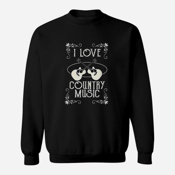 I Love Country Music Vintage Guitar Musician Sweatshirt